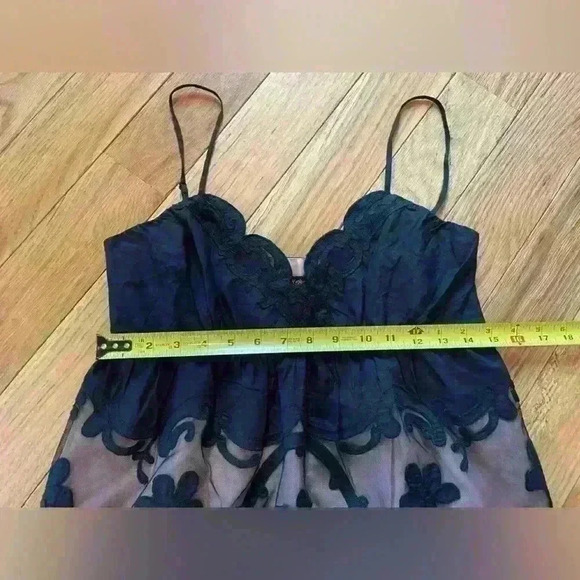 Betsey Johnson Vintage Black Mini Dress Empire Waist Illusion Sheer Y2K SZ 6 - Picture 14 of 16